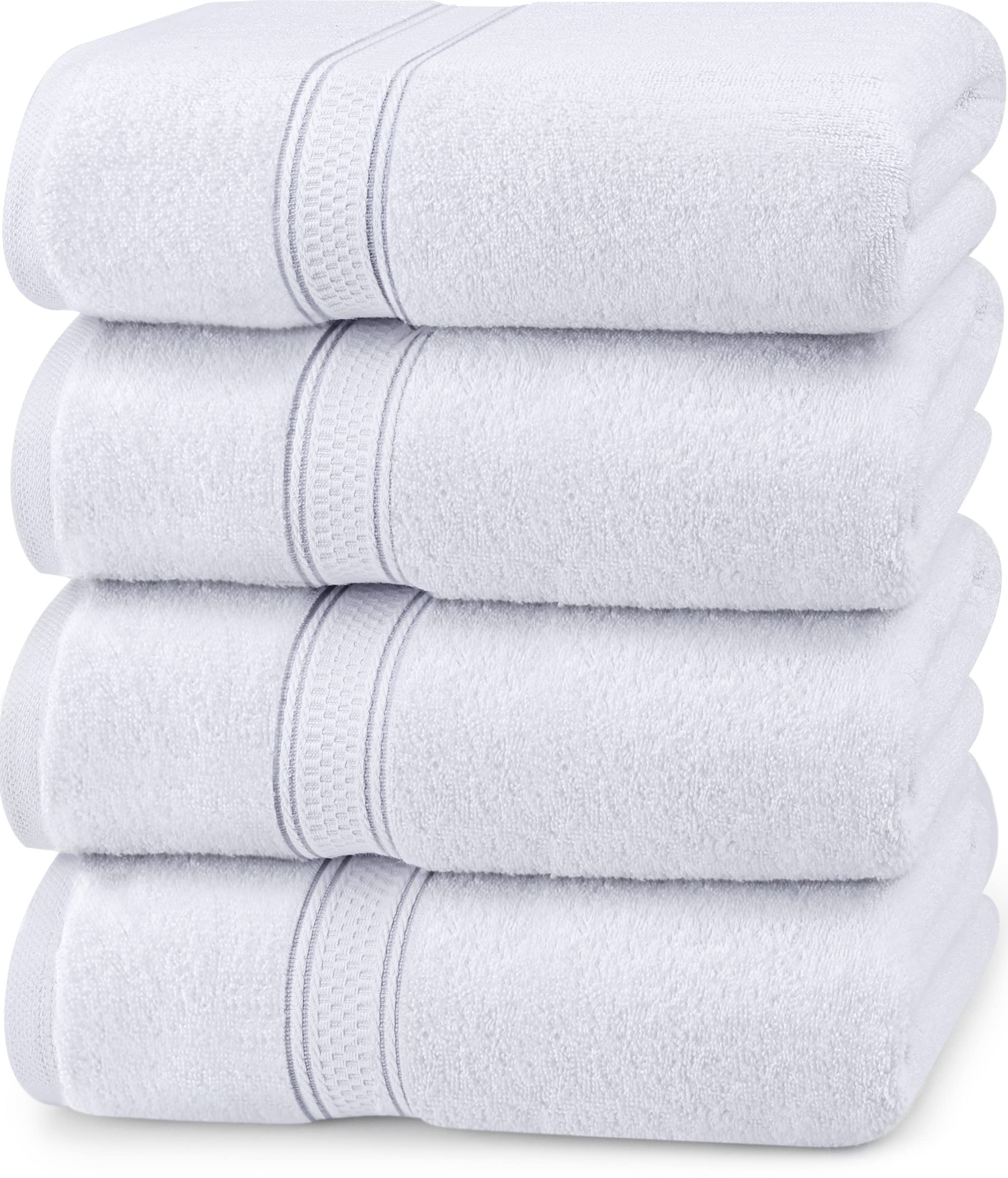 Utopia Towels 4 Pack Premium Bath Towels Set, 27 by 54 Inches, 100% Ring Spun Cotton 600GSM, Lightweight and Highly Absorbent Quick Drying Towels, Perfect for Daily Use, White