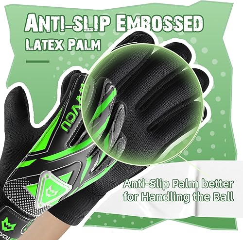 Miniatura 5 de WVVOU Guantes de portero para niños y jóvenes, guantes de portero de fútbol con doble protección, guantes de fútbol antideslizantes, súper agarre