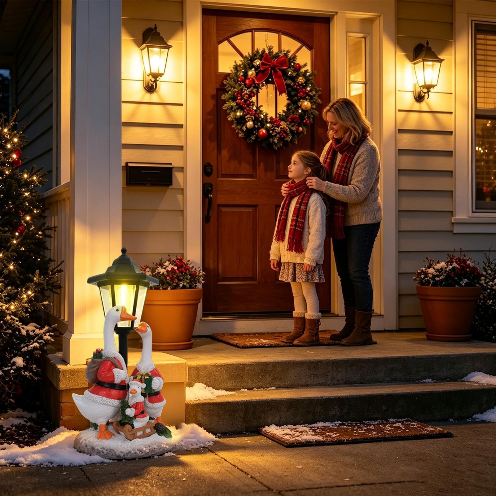 Decorazioni natalizie a LED con sensore automatico 'oca del portico