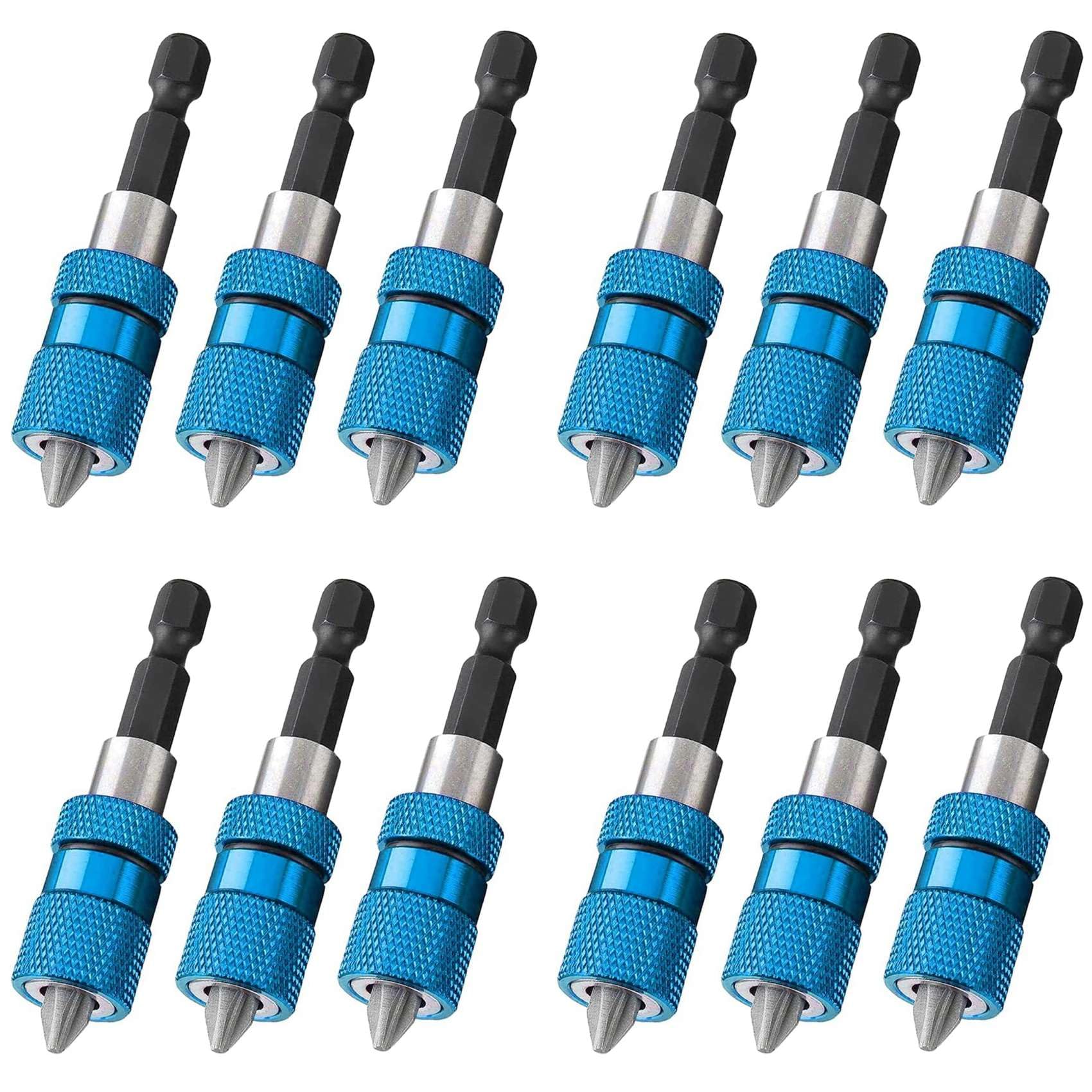 Jnchdghwa Blue 12Pcs 60Mm Drywall Bits Setter Magnetic Bit Holder 1/4 Inch Hex Shank Driver Bits Adjustable Depth Holder