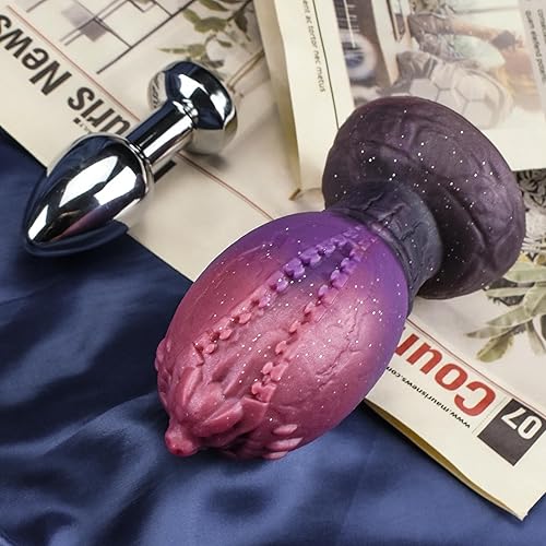 Miniatura 6 de Juguete anal grande de silicona con tapón anal grande para mujeres y hombres, juego de enchufe anal de fantasía de 5.4 pulgadas con ventosa firme,