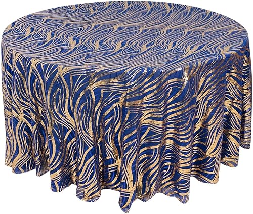 Efavormart - Mantel redondo de lentejuelas bordadas sin costuras de 120 pulgadas, color azul rey