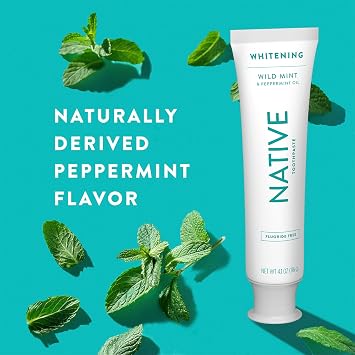 Native Fluoride Free Toothpaste, Whitening - for Adult, Kids 2+ Oral Care - Wild Mint & Peppermint Oil Flavor, 4.1oz (Pack of 3)