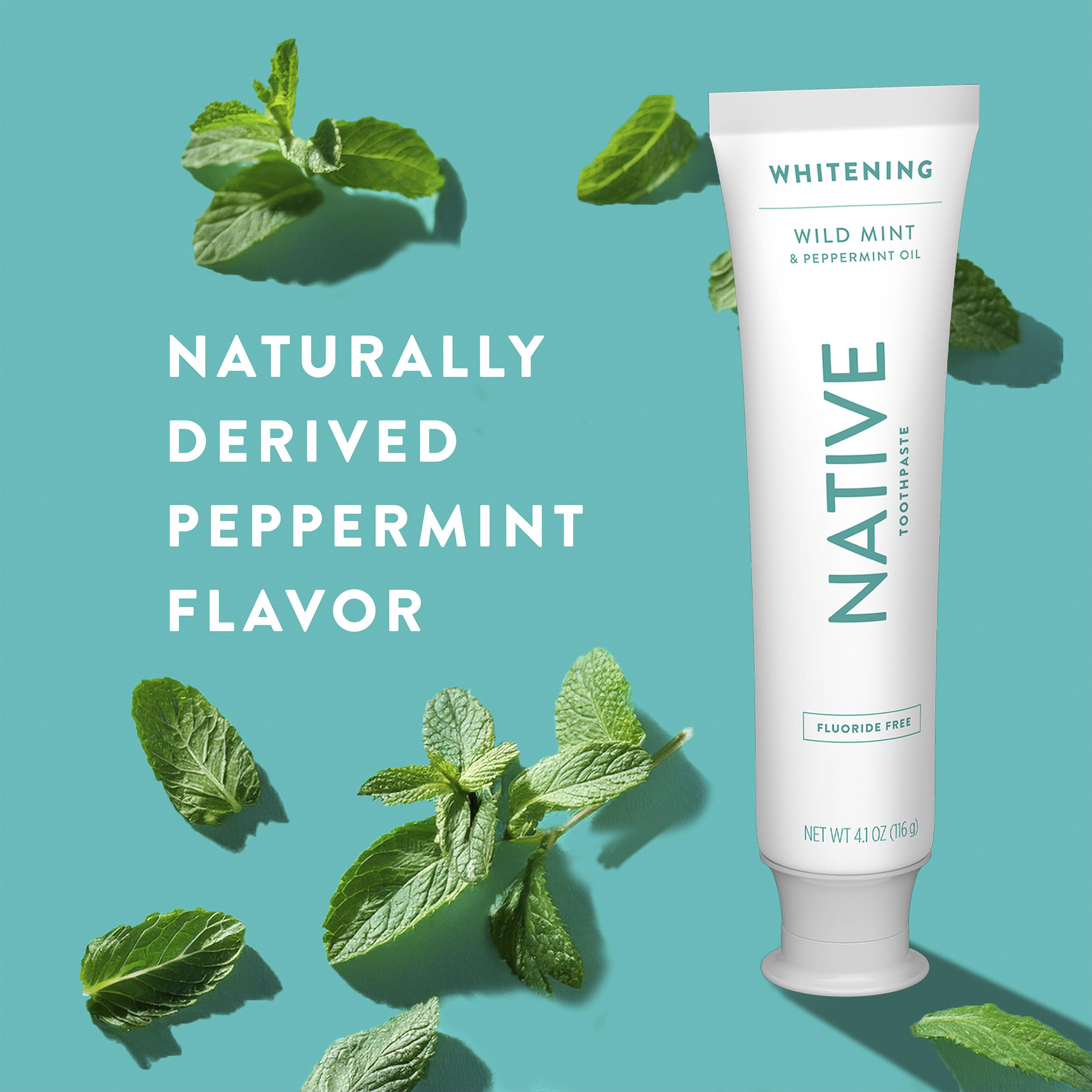 Native Fluoride Free Toothpaste, Whitening - for Adult, Kids 2+ Oral Care - Wild Mint & Peppermint Oil Flavor, 4.1oz (Pack of 3)