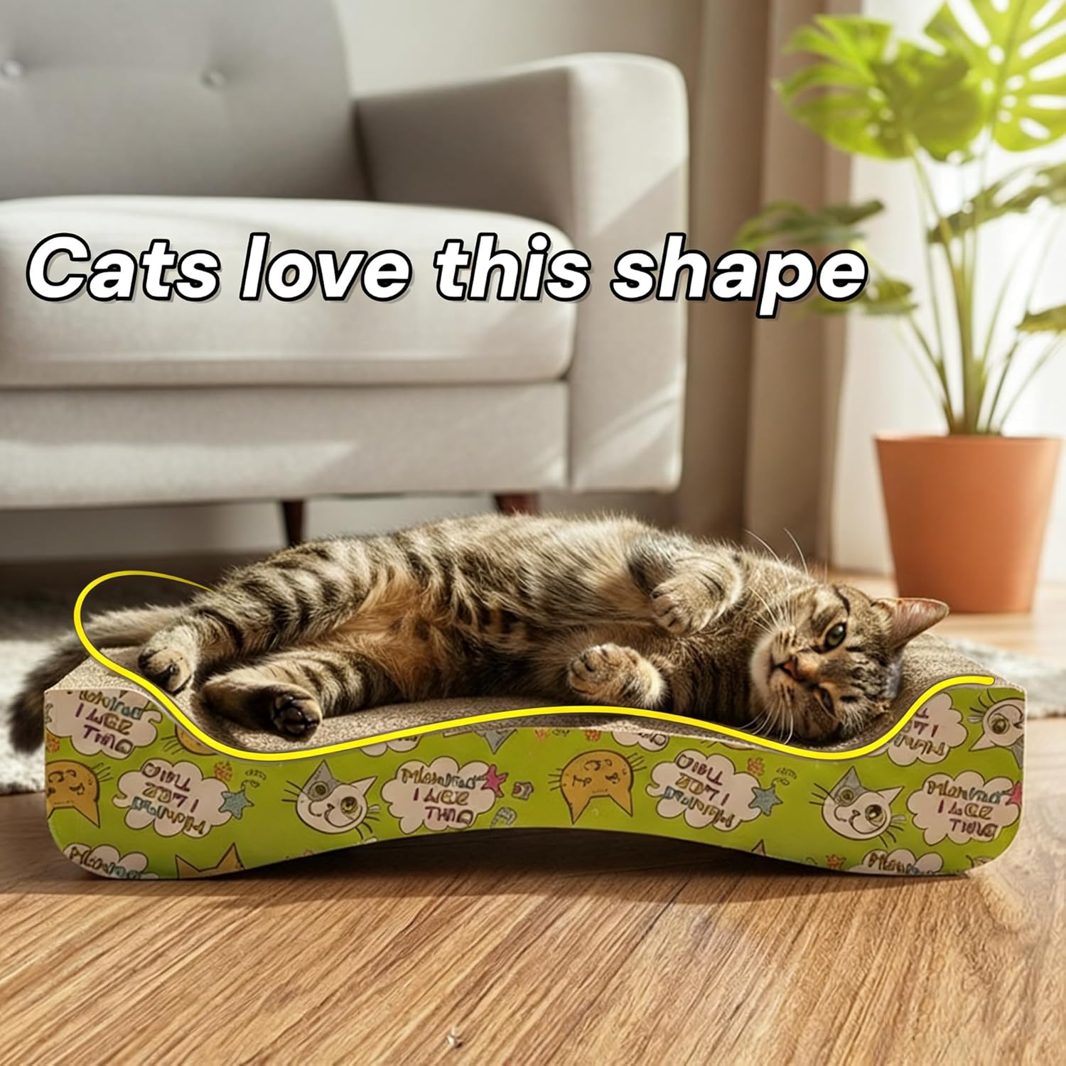 Cat Scratcher Carboard with Double-Sided Usability,Combinable17.32 x8.27 Bone Shape Corrugate Cat Scratch Pad,Cat Scratching Board with Premium Scratch Textures Design for Indoor Cats(Pack of 2)