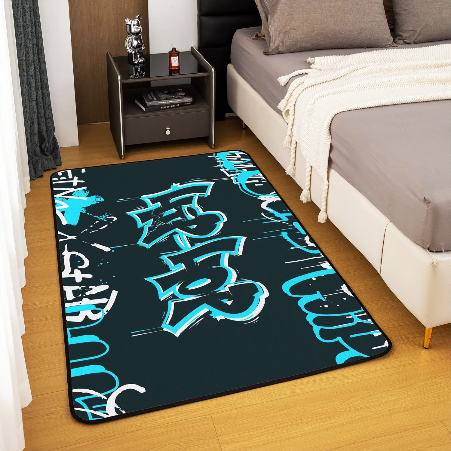 Tappeto decorativo con graffiti hip hop, tappeto con cultura di strada, tappeto per soggiorno, tappeto da parete per bambini, tappeto con accento graffiti con stampa artistica urbana tappeto per