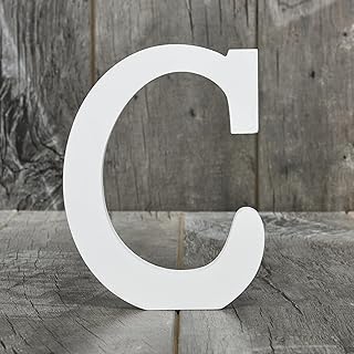 8 Inch Wooden Letter C for Wall Decor, Large Wood Standing Letters for Table Shelf DIY Crafts, Wedding Birthday Party Decoration, White Stand Up Alphabet Letters