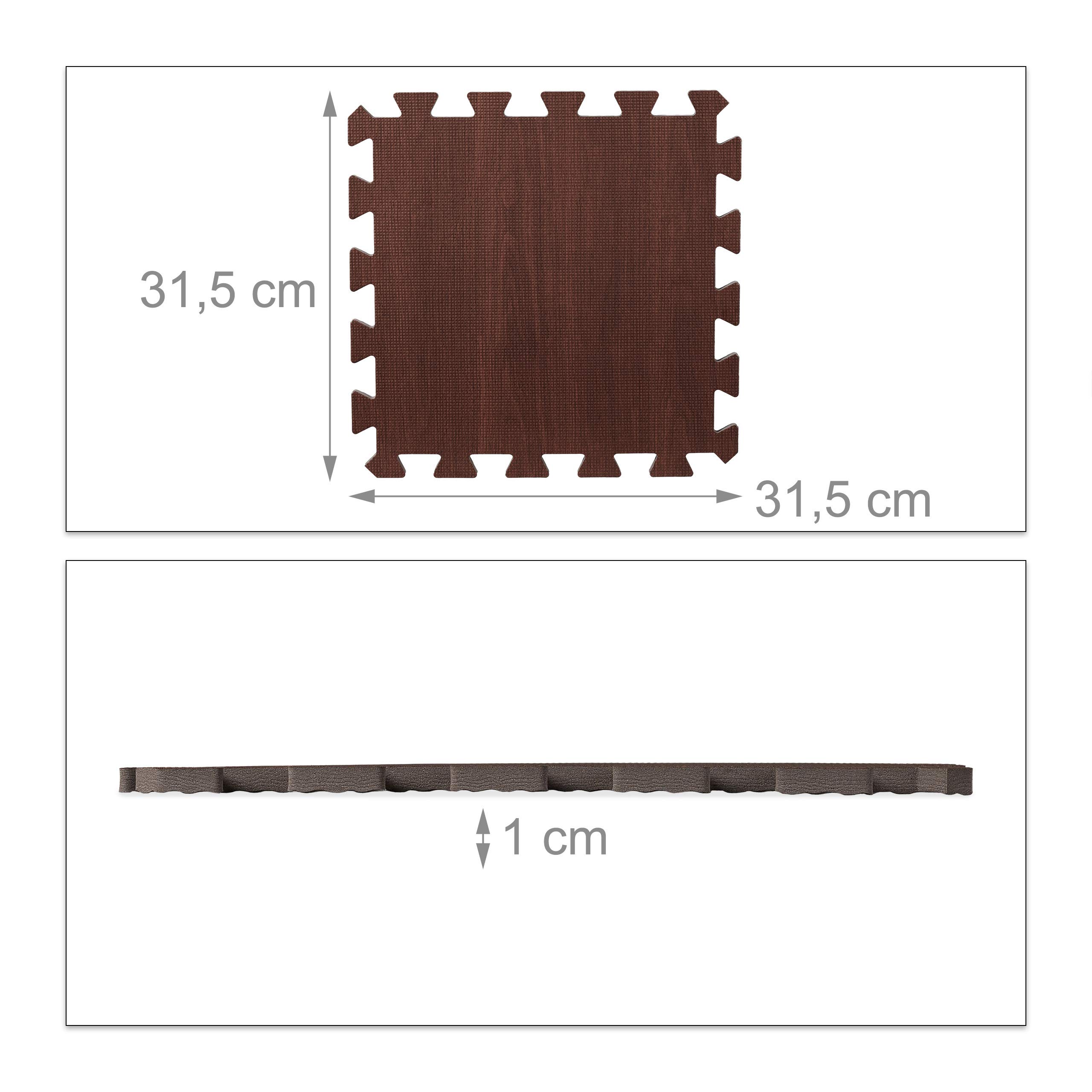 thumbnail: Relaxdays Puzzelmatten Set - 9 Delen EVA Schuim, Donkerbruin Houtlook Voor Sport En Speelruimte