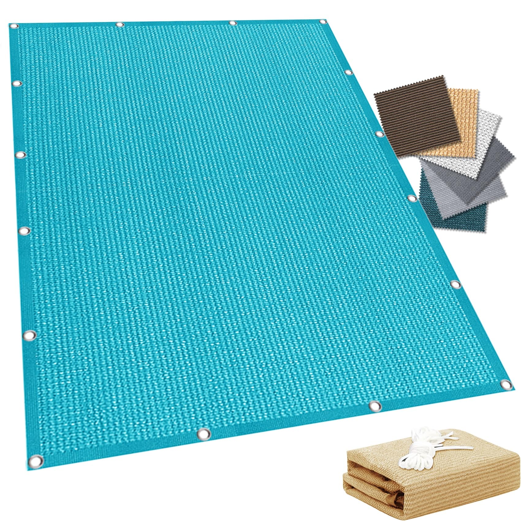 Toldo vela rectangular azul cielo de 120 x 200 cm permeable para instalar en la pérgola del jardín
