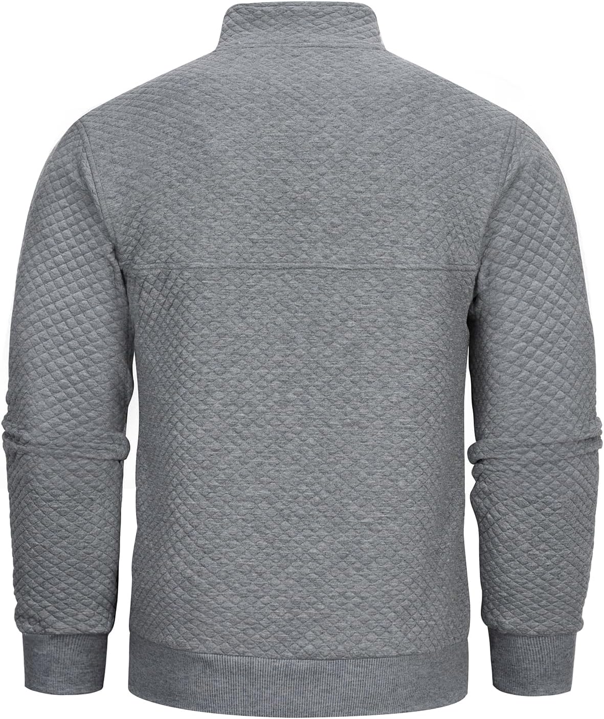 Casual Sweatshirts for Men Pullover Mens Long Sleeve Button Stand Collar Quilted Sweatshirt with Pocket - Image 6