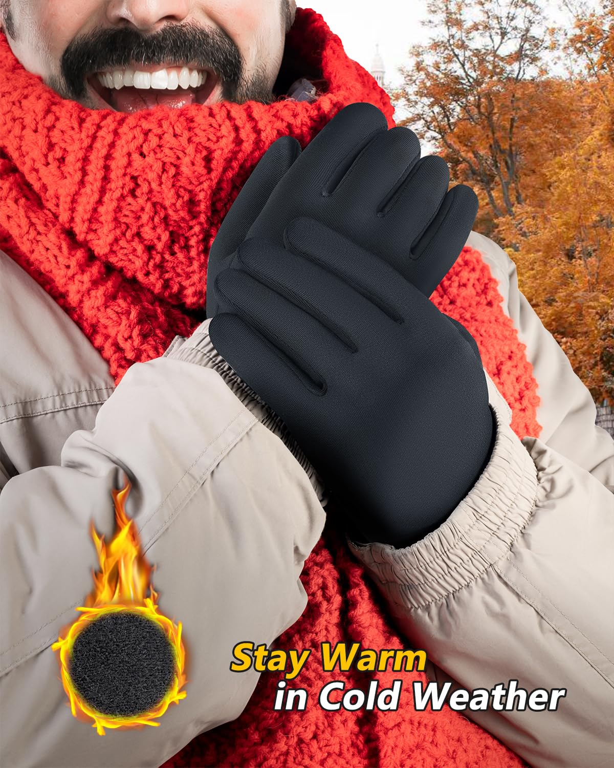 FEWTUR Winter Waterproof Gloves for Women and Men - Thermal Gloves with Touchscreen Fingers, Warm Gloves for Running, Bike and Hiking Cold Weather