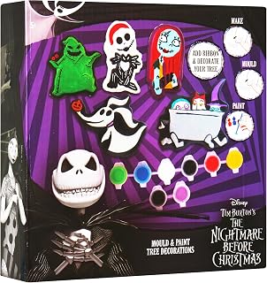 Disney The Nightmare Before Christmas Paint Your Own Christmas Decorations for Kids, Molds, Paint, Ornaments, DIY Arts and Crafts Set, Gifts for Kids (Purple TNBC)