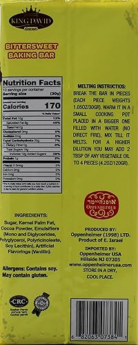Miniatura 2 de King David - Barra de chocolate para hornear vegana, barra de chocolate Kosher no lácteos, 10 piezas de 1.06oz por barra, fácil de romper, 2