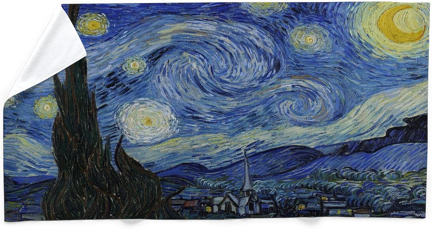 CafePress Vincent Van Gogh's Starry Night 30"x60" Absorbent Cotton Back, Soft Beach, Pool Towel