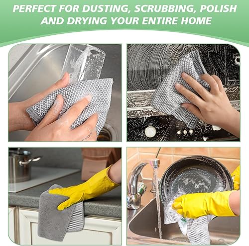 Miniatura 7 de SINLAND - Paños de microfibra, 5 colores surtidos, paños para platos, los mejores paños de cocina, paños de limpieza de poliéster, 30 x 30 cm, gris