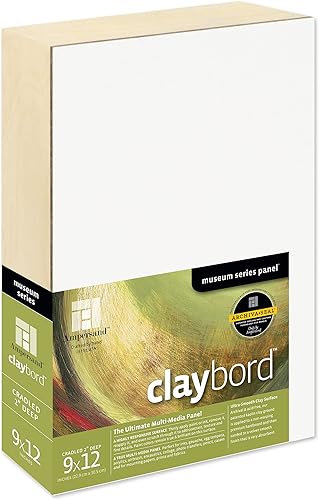 Miniatura 65 de Ampersand Art Supply Panel de pintura de madera: Serie Museo Claybord, 6 "x 6", 3/4 "Perfil acunado Perfil con cuna de 3/4