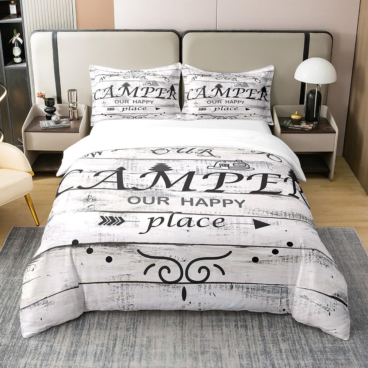 Richhome Multicoloured 2 Double Camper 100% Cotton Bedding Set Rv Camping 100% Cotton Duvet Cover For Kids Children Vintage Cotton Cotton Quilt Cover Camper Accessories For Travel Trailers