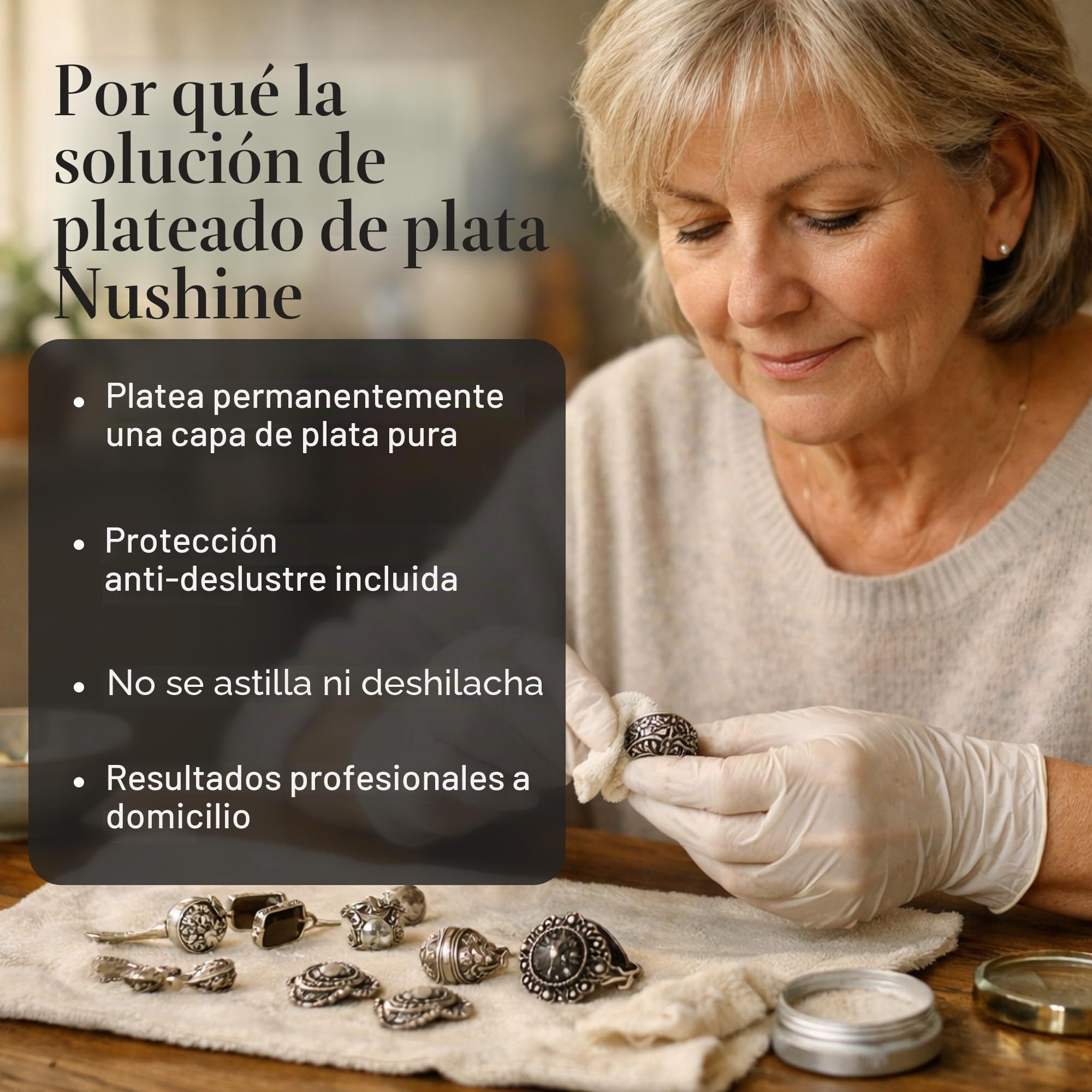 Nushine Solución para Chapado en Plata, latón, Cobre y Bronce (fórmula ecológica), 50 ml