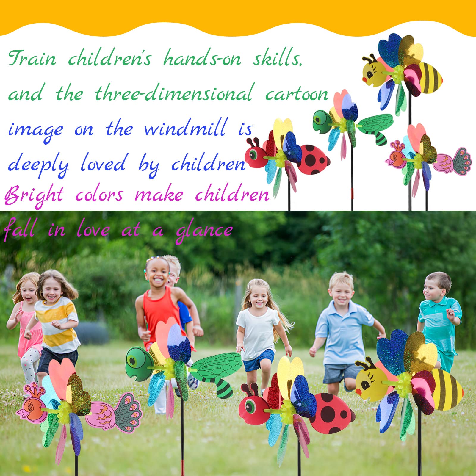 Girandola a Vento ACTOYS 4 Pcs Girandole Bambini Animali, Mulino a Vento da Giardino, Girandole Colorate, Mulini a Vento Bambini, Girandola a Vento 3d per Balconi, Terrazzi e Giardini (Paillettes)