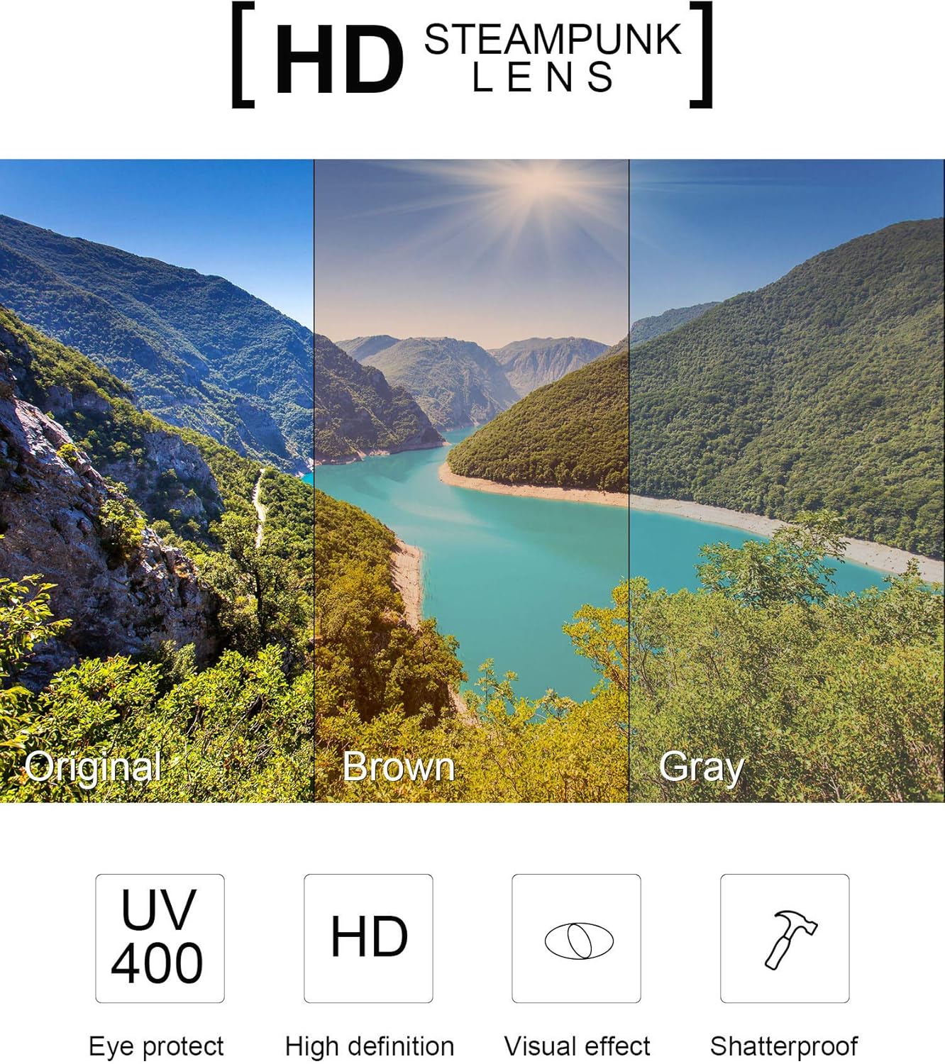 4 Pairs Steampunk Sunglasses Retro Gothic Sunglasses Unisex Vintage Glasses - Image 4