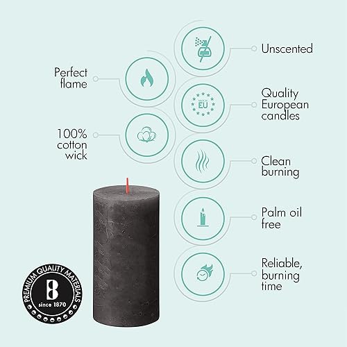 Miniatura 3 de BOLSIUS Paquete de 6 velas rústicas negras (gris tormentoso) de 2.75 x 5 pulgadas, calidad europea premium, incluye cera natural a base de plantas,