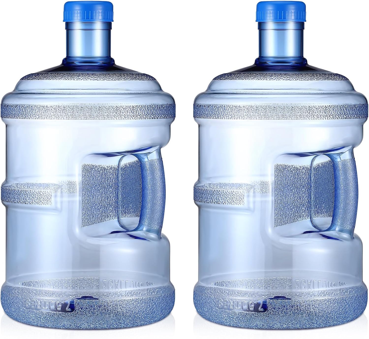 Bokon 2 Pieces gallon water jugs Round Plastic Water Bottle with Handle Screw Cap Reusable Large Capacity Bottle for Camping Outdoor Travel Gym Use 2 Gallon