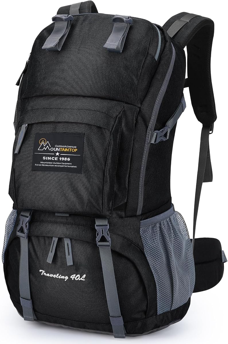 MOUNTAINTOP Mochila de senderismo de 40 L, mochila de viaje ligera para hombres y mujeres, mochila para acampar al aire libre