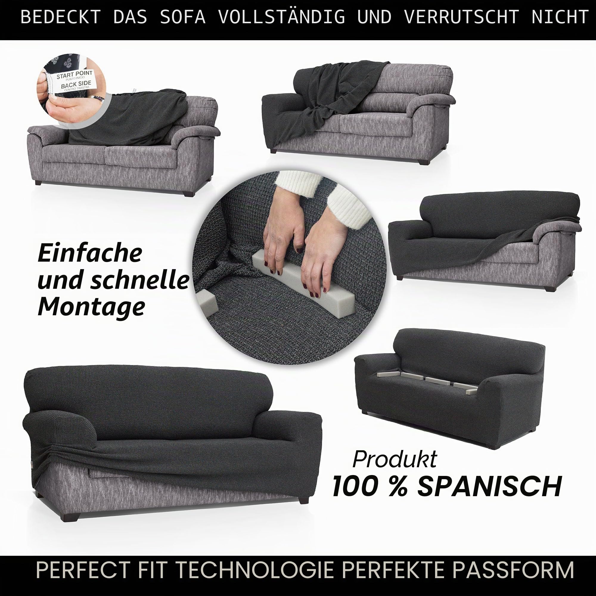 FAVERTI® Super elastischer Sofabezug für 3-Sitzer von 180 bis 230 cm | Modell Novele | Leinen | Universalbezug, ideal für Jede Form von Sofas, hochwertiger Jacquard-Stoff, Baumwollgefühl