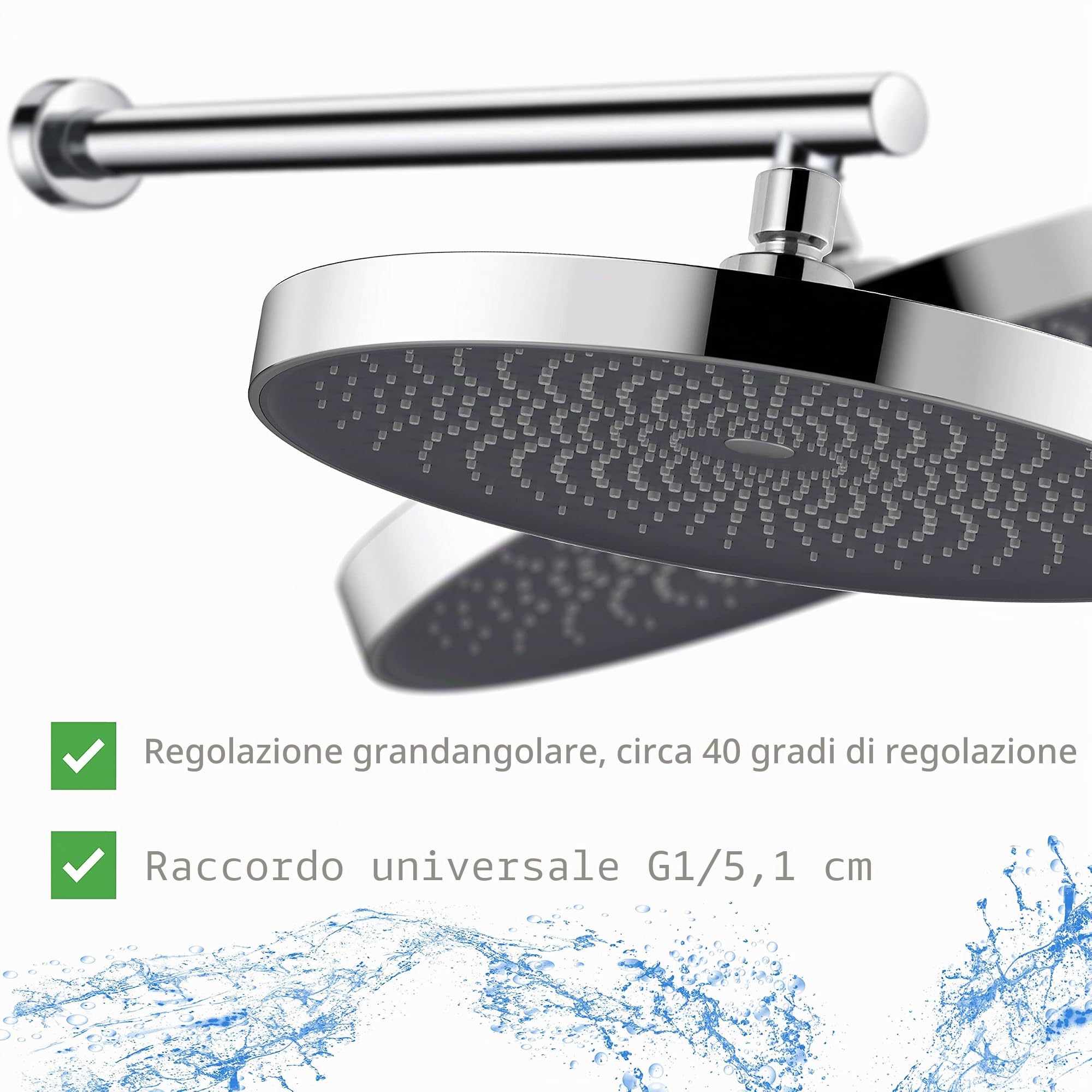 Doccetta da 260 mm, set doccia di alta qualità, doccia massaggiante per spa (cromato)