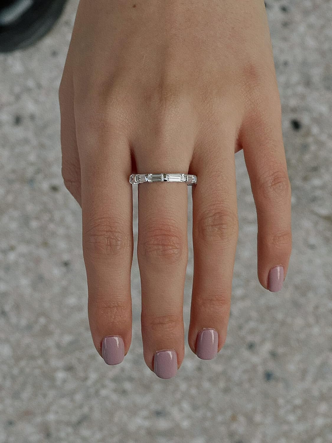 Michooyel Sterling Silver Baguette Ring for Women Cubic Zirconia Eternity Band Stacking Women's Ring Fine Jewelry - Image 3