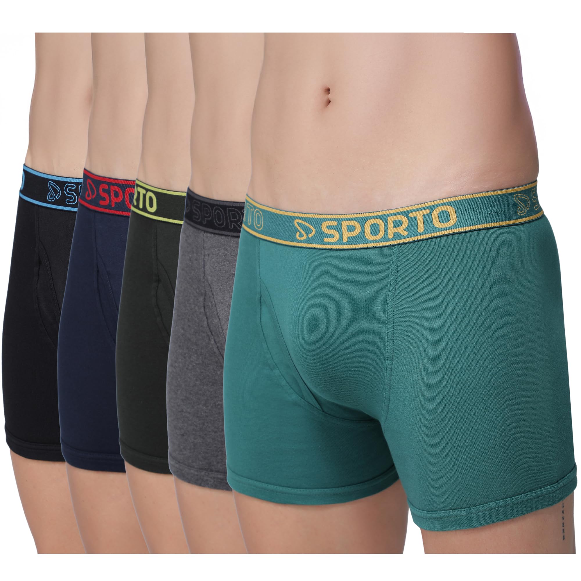 sporto Men's Solid Cotton Combo Trunk with Soft Elastic Waistband.-picture-43