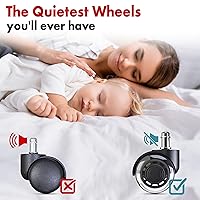 Vista 5 de Juego de 5 ruedas de repuesto para silla de oficina - Ruedas giratorias dobles de 2 pulgadas suaves para madera dura, vinilo y baldosas - De alta