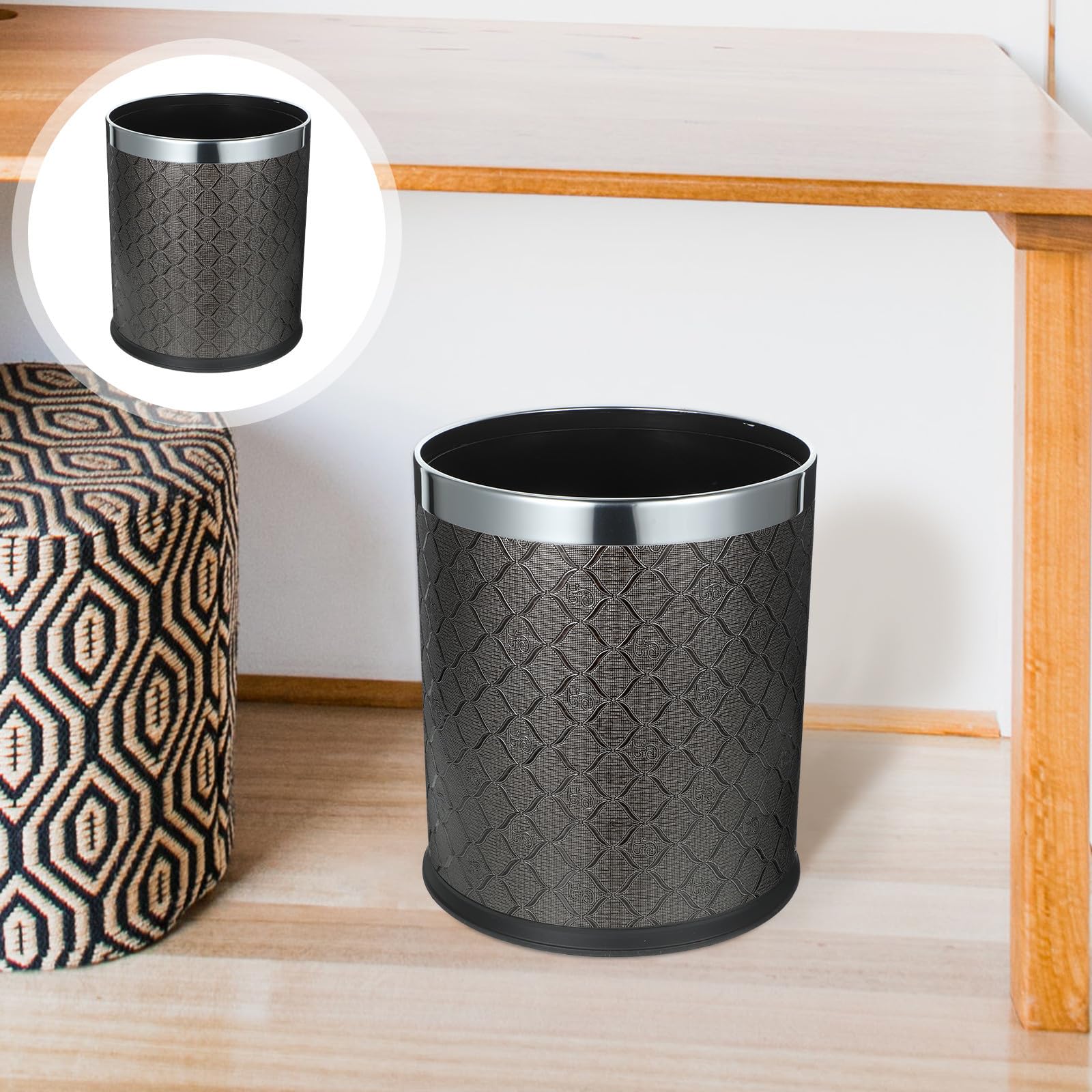 CLISPEED Cubo de Basura Doméstico de Plástico, Papelera de Cocina sin Tapa, Negro, Fácil de Usar, Diseño Sencillo, para Baño y Oficina, para Dormitorio