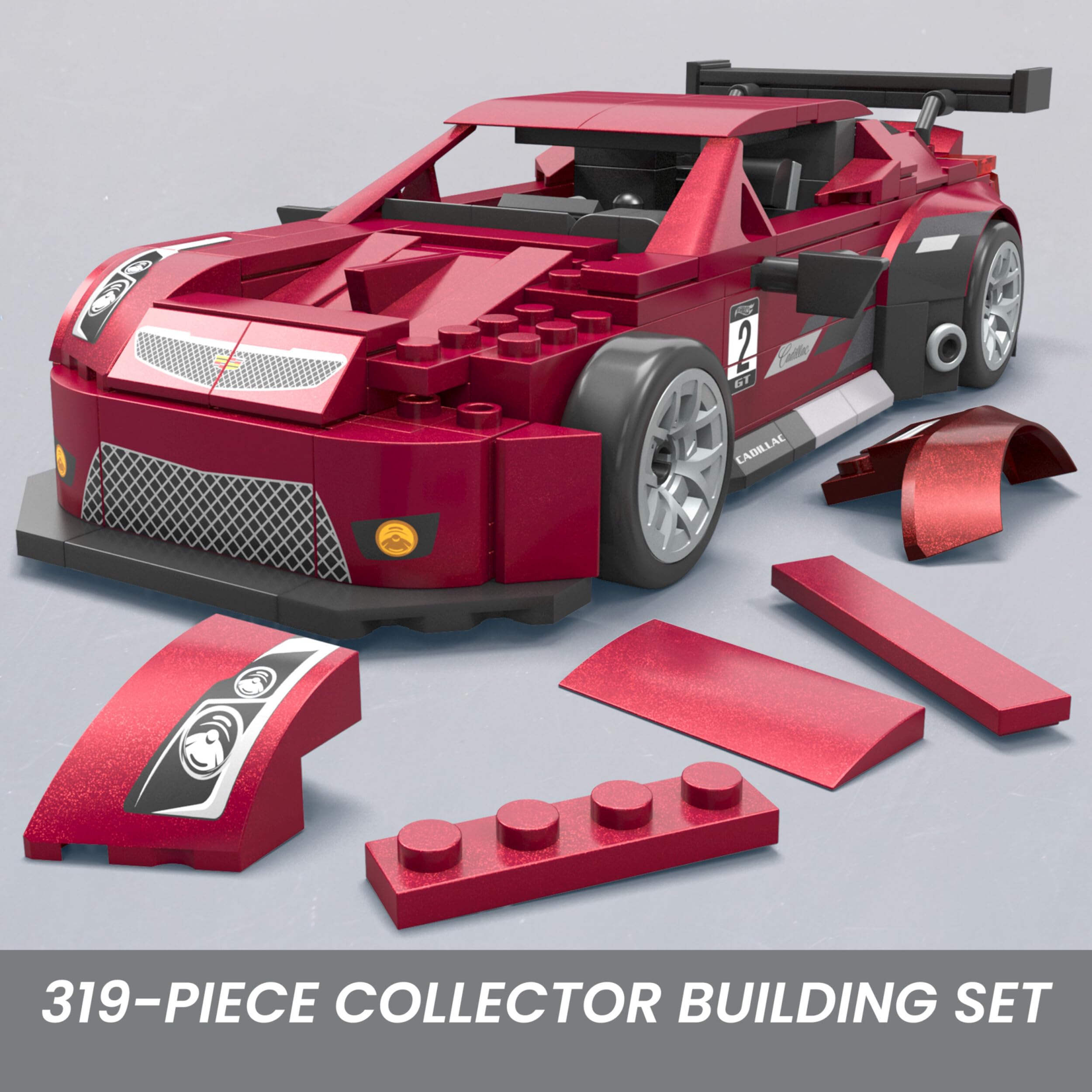 MEGA Hot Wheels Collectible Car Building Toy, Cadillac ATS-V R with 319 Pieces and Die-Cast Model - Image 3