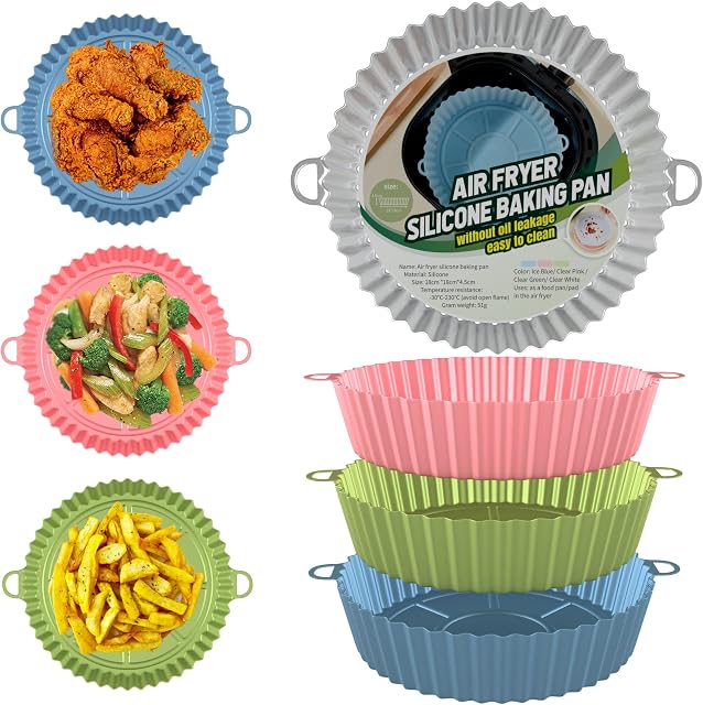 4 Pack Re-usable Air Fryer Liners | 2023 Air Fryer Accessory | Liners are Compatible with Ninja, Cosori, Tower, Daewoo, & More | Can Also be Used in Ovens, Microwaves & Slow Cookers | Easy to Clean |