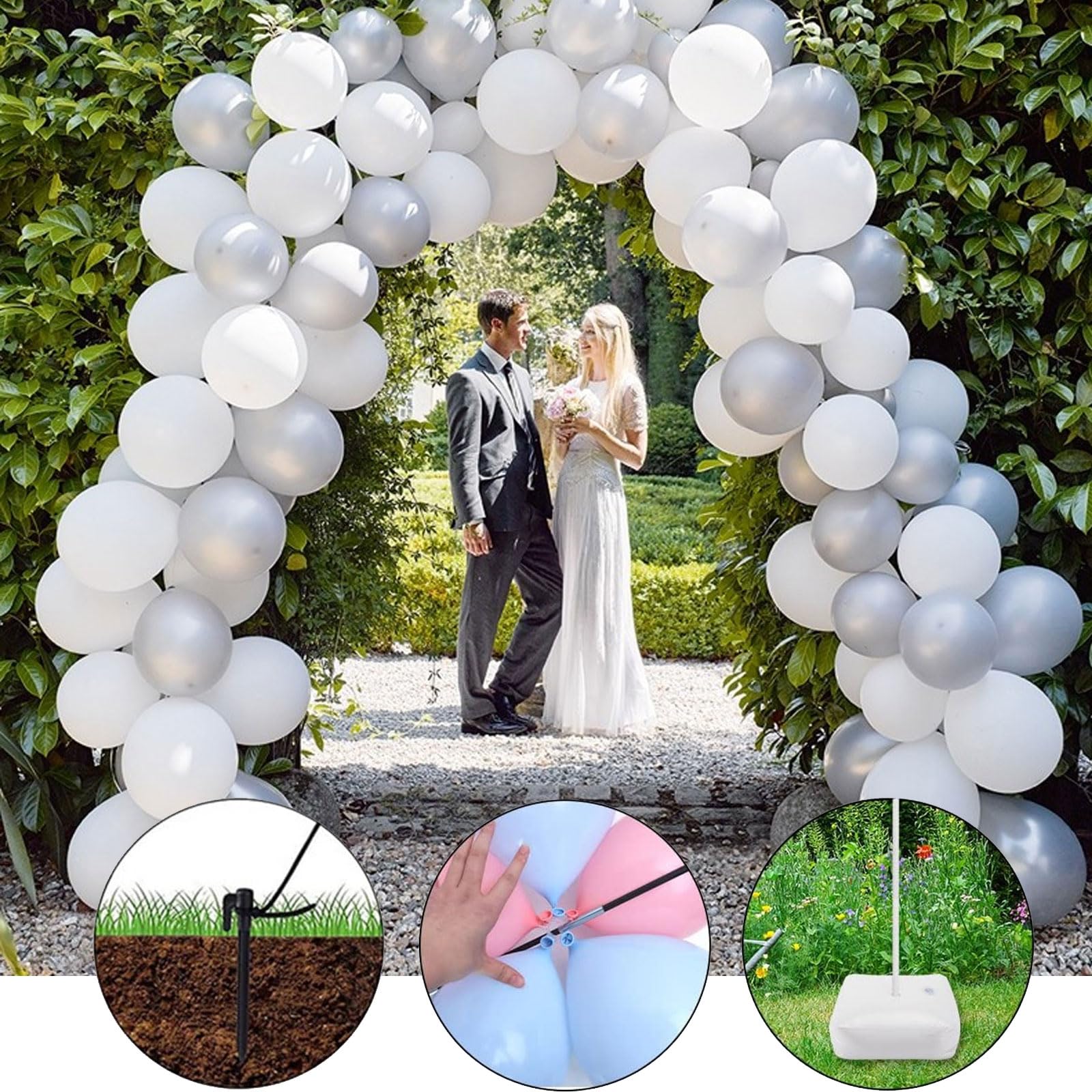 Kit Arche à Ballons 2.7x3m - Support Réglable Avec Pompe, Pour Fête Mariage Anniversaire