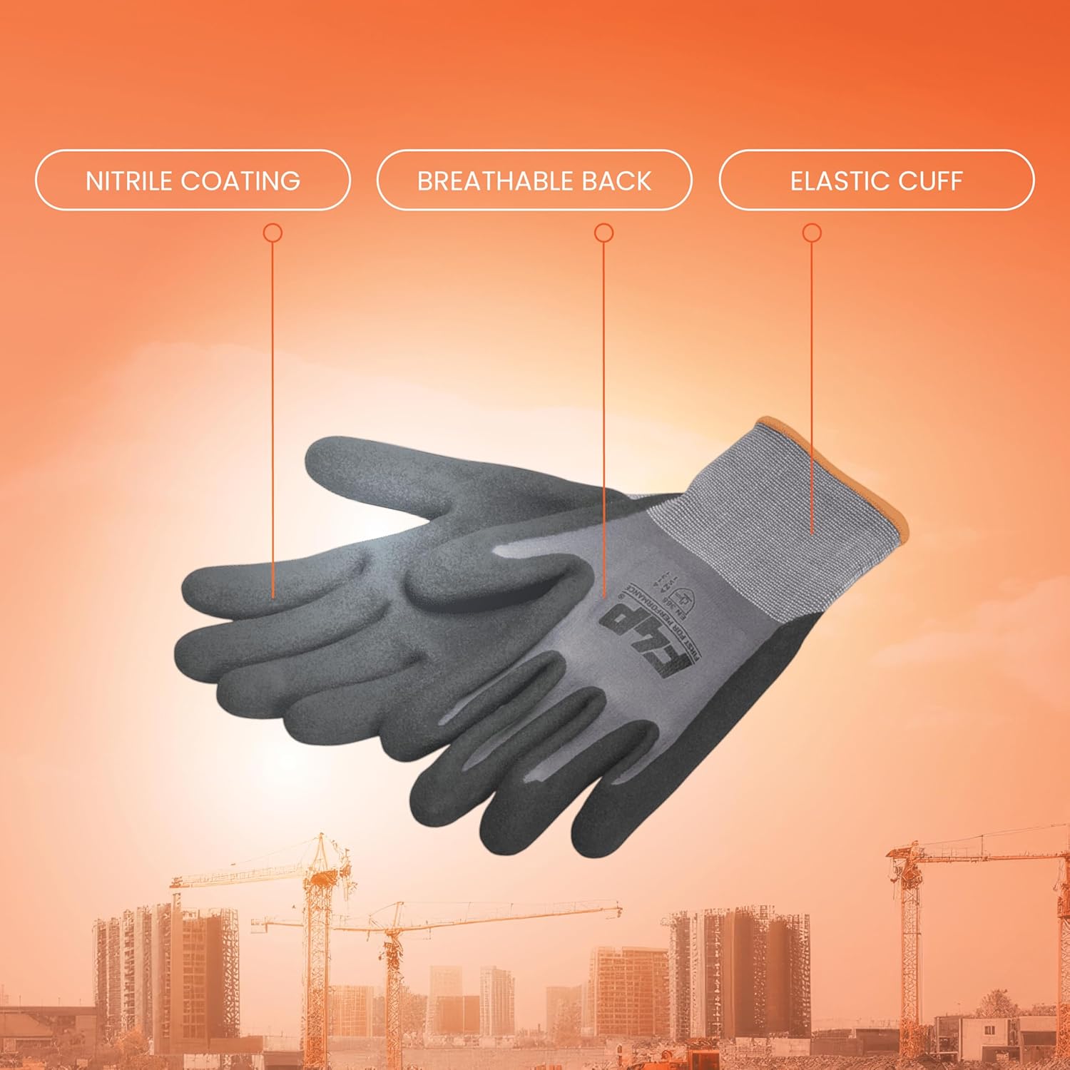 Cut Resistant Nitrile Grip Gloves | Durable Spandex & Nylon Safety Gloves with Elastic Knit Wrist