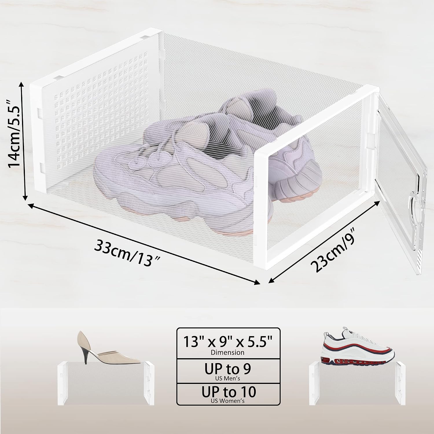 HOMIDEC Shoe Box, 12 Pack Shoe Storage Organizer, Shoe Boxes Clear Plastic Stackable Shoe Organizer for Closet, Shoe Containers with Lids for Women/Men
