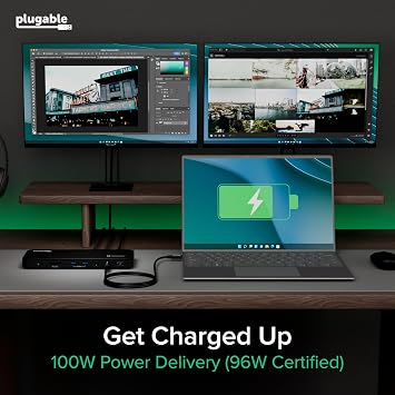 Plugable Thunderbolt 4 Dock with 100W Charging, Dual Monitor