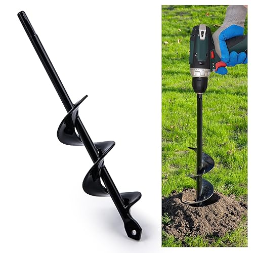 Broca de taladro para plantar, excavadora de agujeros de poste, broca de taladro de jardín para plantar plantas de cama herramienta rápida para