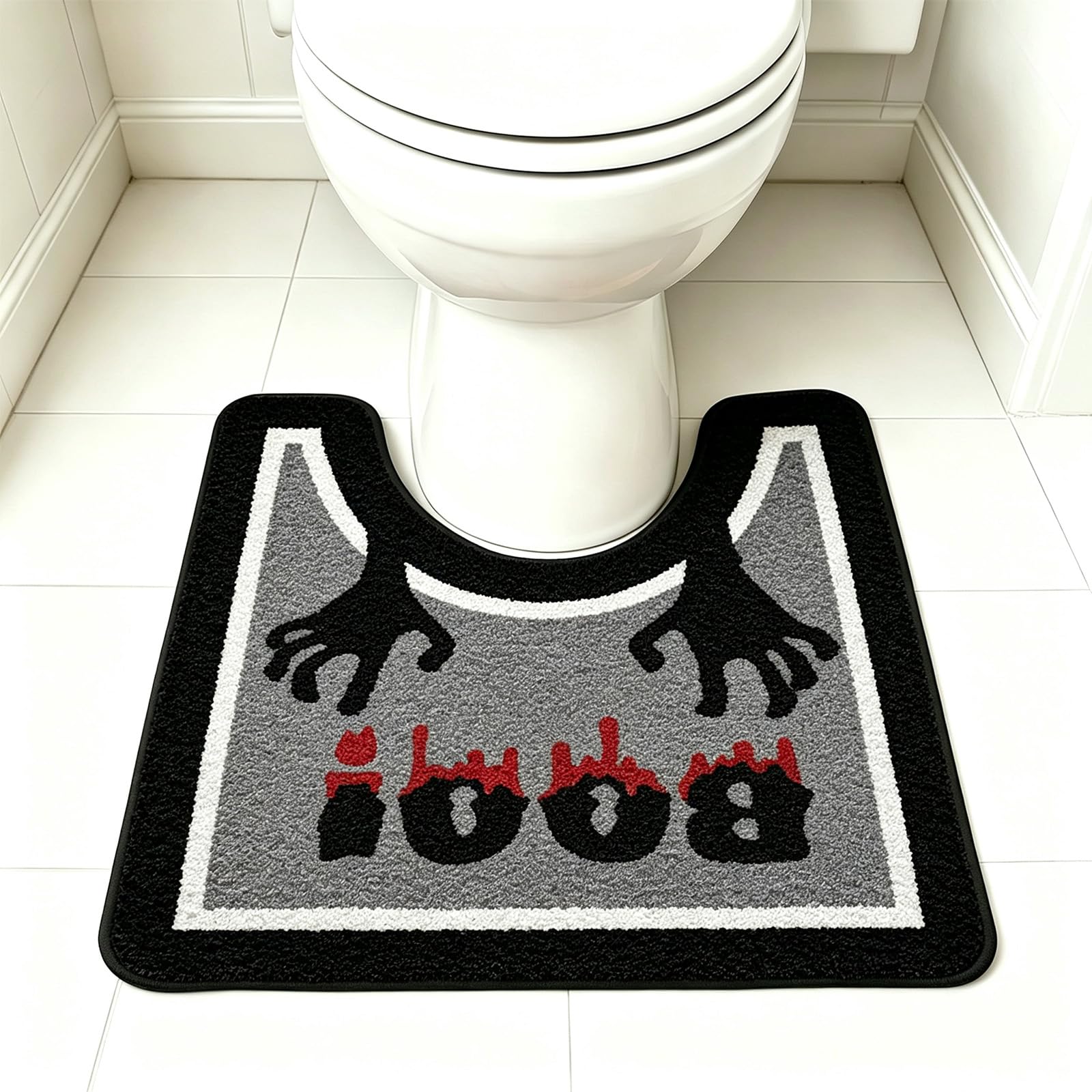 AVEKI Halloween Ghost Hand Toilet Rug, Spooky U Shaped Plush Bath Mat