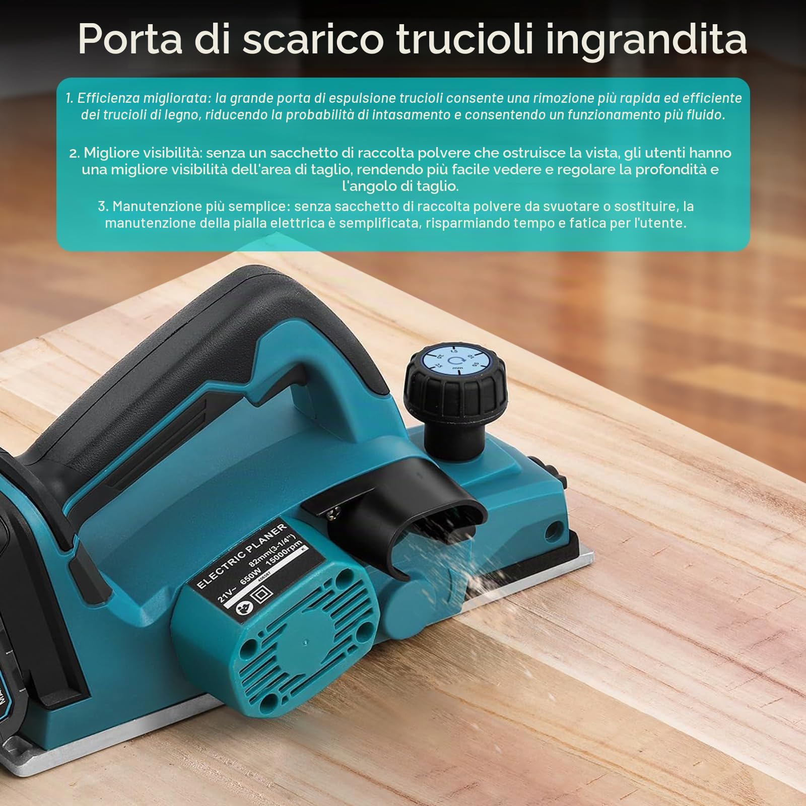 Pialla a Batteria compatibile con Makita 18V Pialla Elettrica Legno 82mm