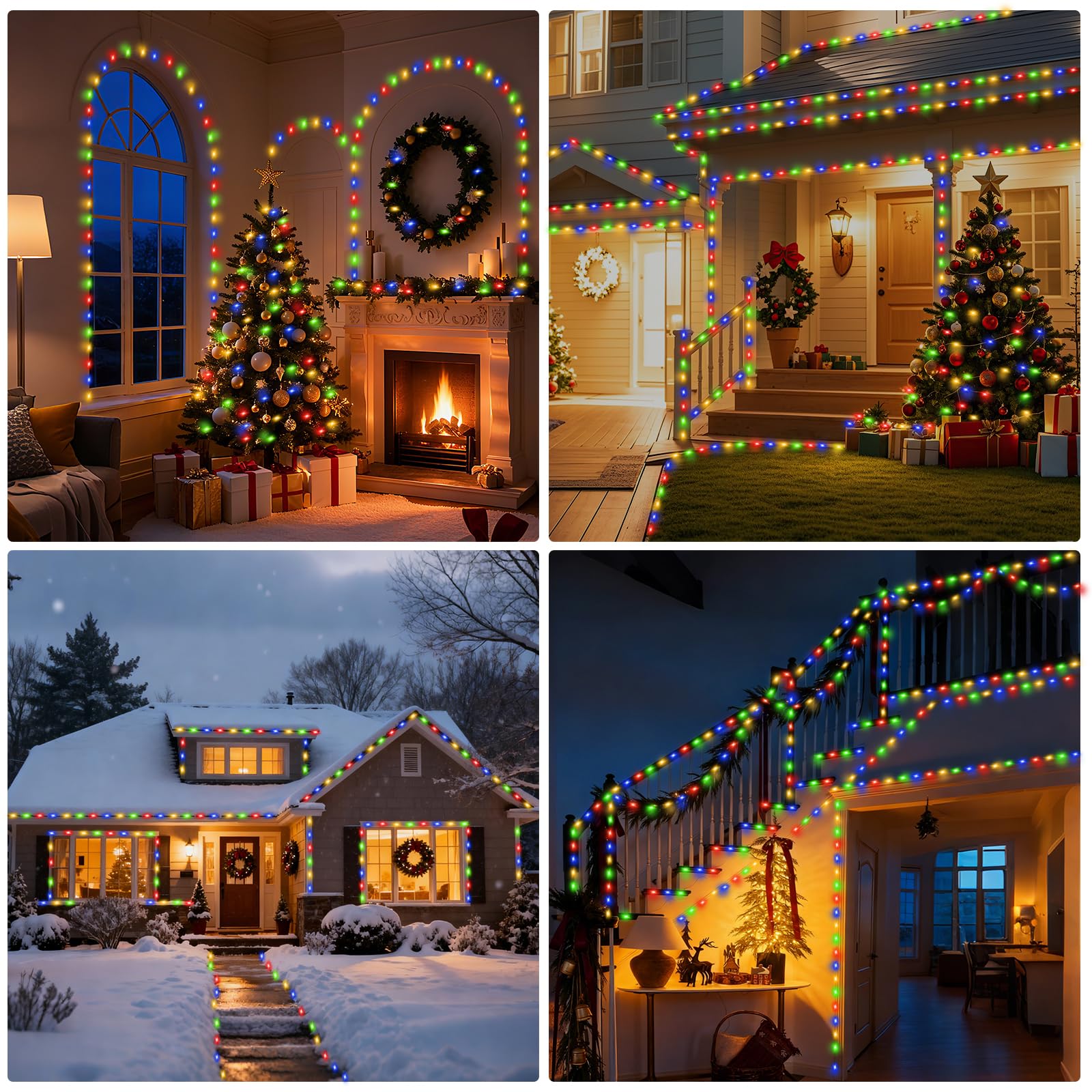 Luces de Navidad de 328 pies con 1000 luces LED para exteriores, alambre transparente, luces de árbol de Navidad con 8 modos impermeables, cadena de luces enchufables para exteriores, interiores