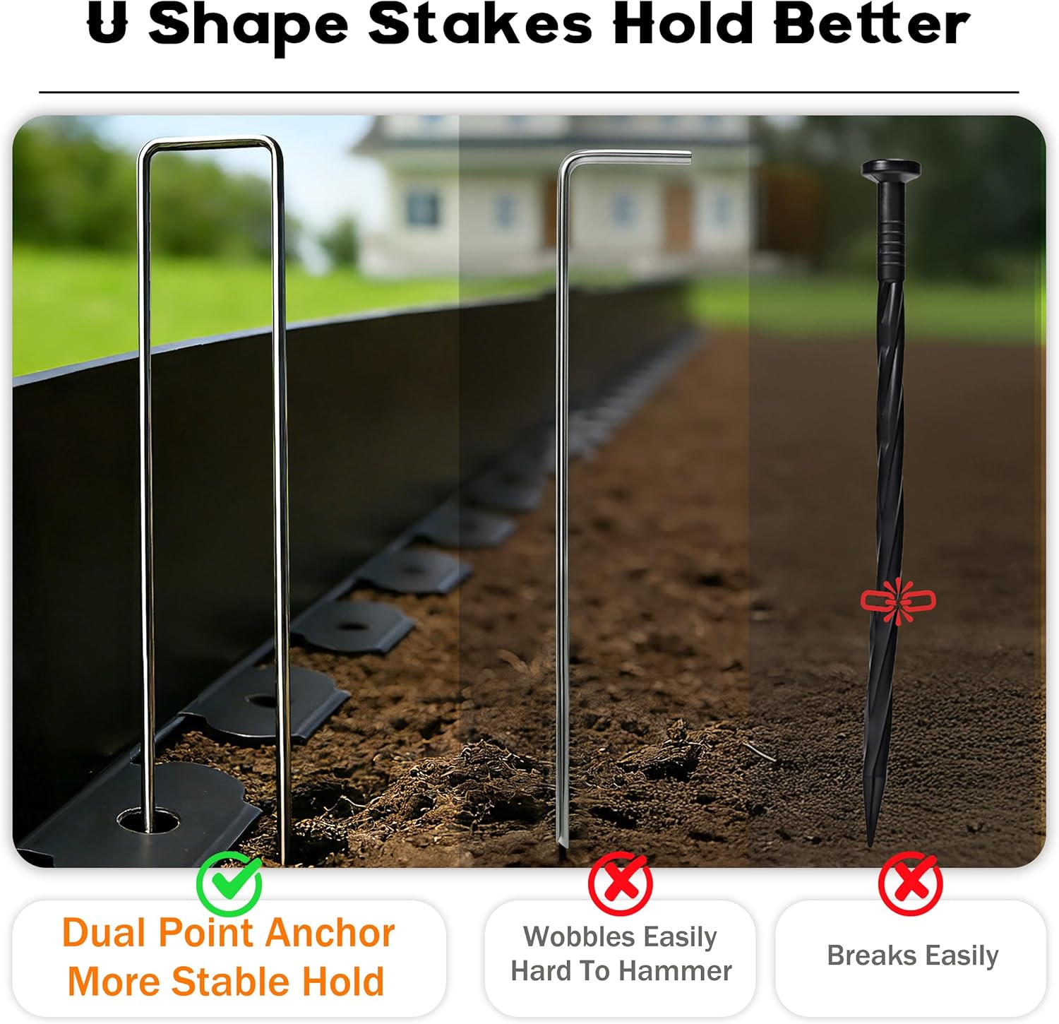 Landscape Edging 4 Inch Tall No Dig Garden Edging Border 33FT with 30 Metal Stakes,Lawn Edging for Yard, Flower Bed and Landscaping (Black, 33FT)
