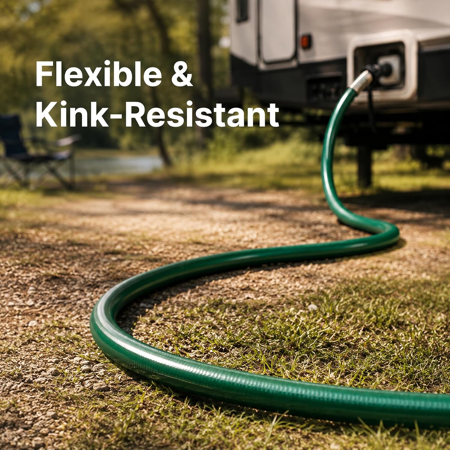25FT RV Black Water Hose Kit - 5/8" Camper Clean Out Hose With Waterproof Storage Bag And Strap - Perfect For Black/Grey Water Tank Cleaning (Forest Green)