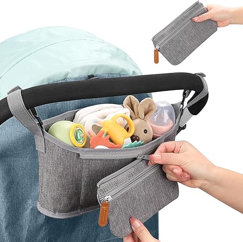 Miniatura 5 de Accmor Organizador universal para cochecito con bolsa desmontable para teléfono, organizador de cochecito, accesorios para Uppababy, Baby Jogger,