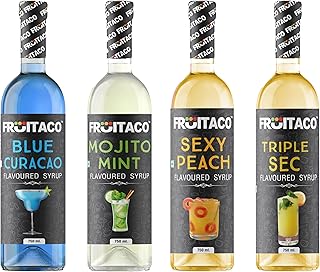 Blue Curacao, Mojito Mint, Triple Sec, Peach Syrup: Perfect Mixer for Enhancing Mocktails & Cocktails, Drinks, and Mojitos at Parties, All Your Mixing Needs | Non-Alcoholic (Pack of 4)