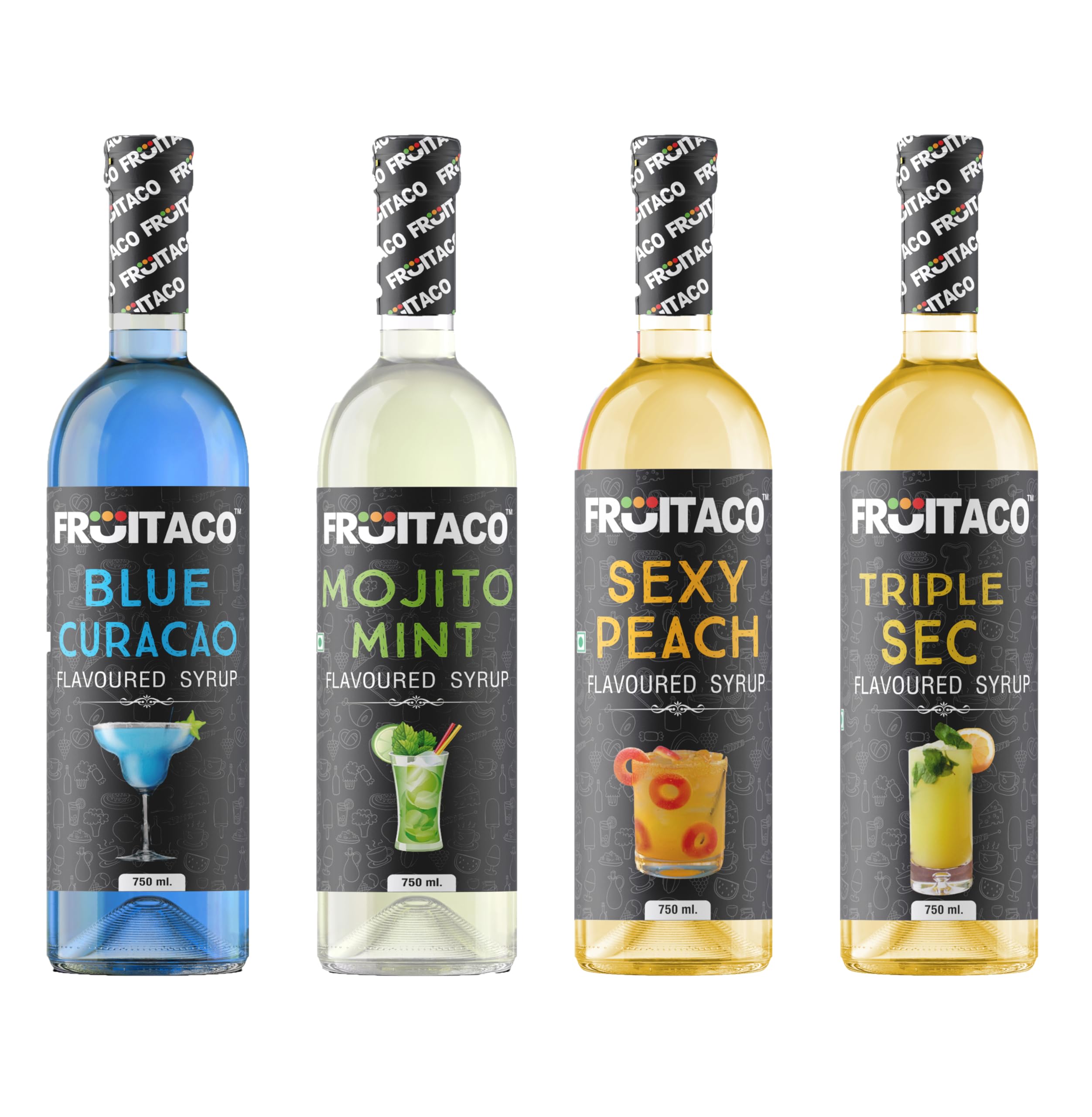 Fruitaco Blue Curacao, Mojito Mint, Triple Sec, Peach Syrup: Perfect Mixer for Enhancing Mocktails & Cocktails, Drinks, and Mojitos at Parties, All Your Mixing Needs | Non-Alcoholic (Pack of 4)-image-21