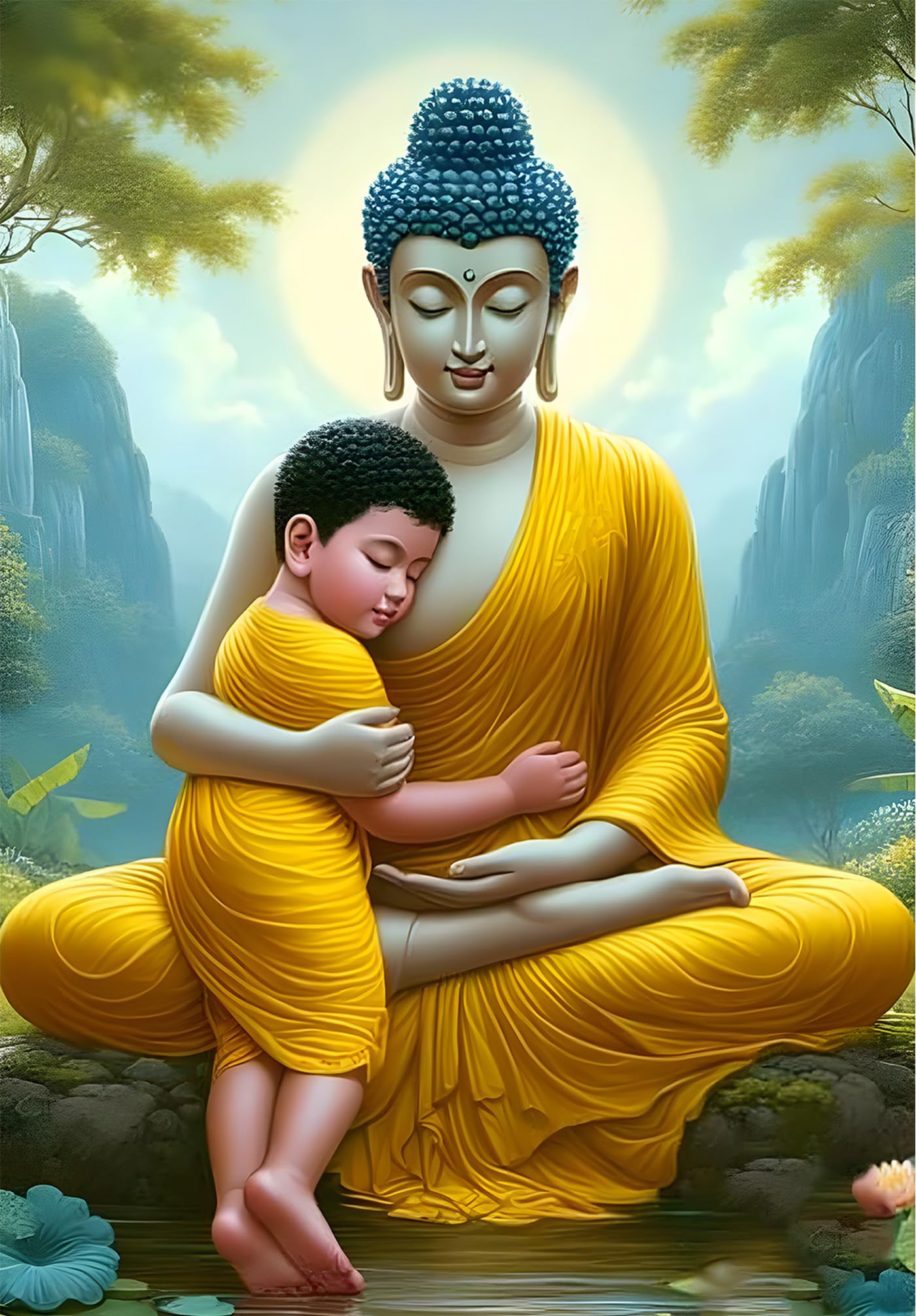 Buddha Posters for Wall Large Size | Lord Buddha Sticker Wall | Yoga Buddha Cool Sticker | Buddha Motivational Posters for Living Room, Kids Room, Bedroom, Home, Office Decoration