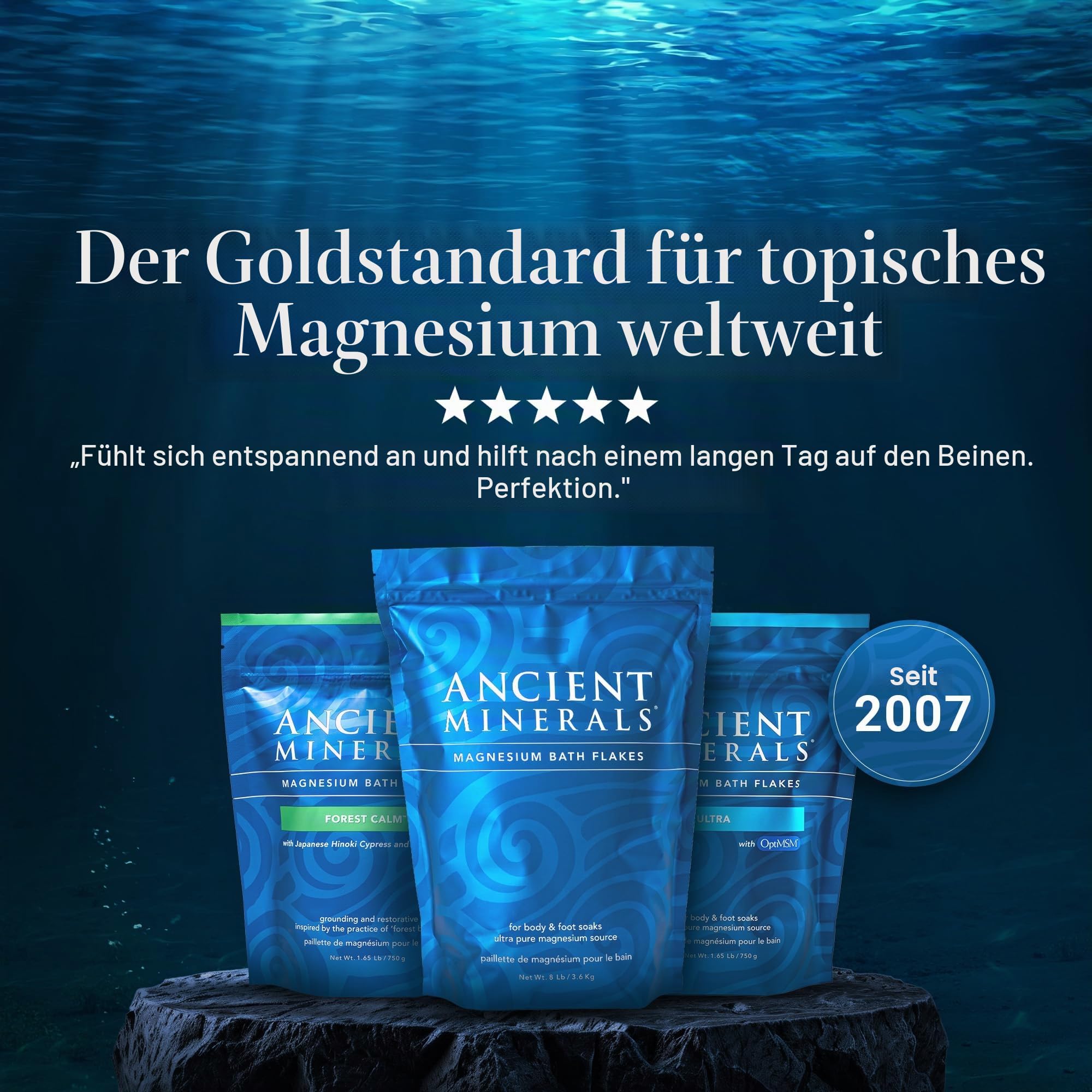 Ancient Minerals Magnesium Flakes Mega Pouch, 3.629 kg - Entspannung, Linderung, Muskelsentspannung, Schmerzlinderung, Hautprobleme - Unscented